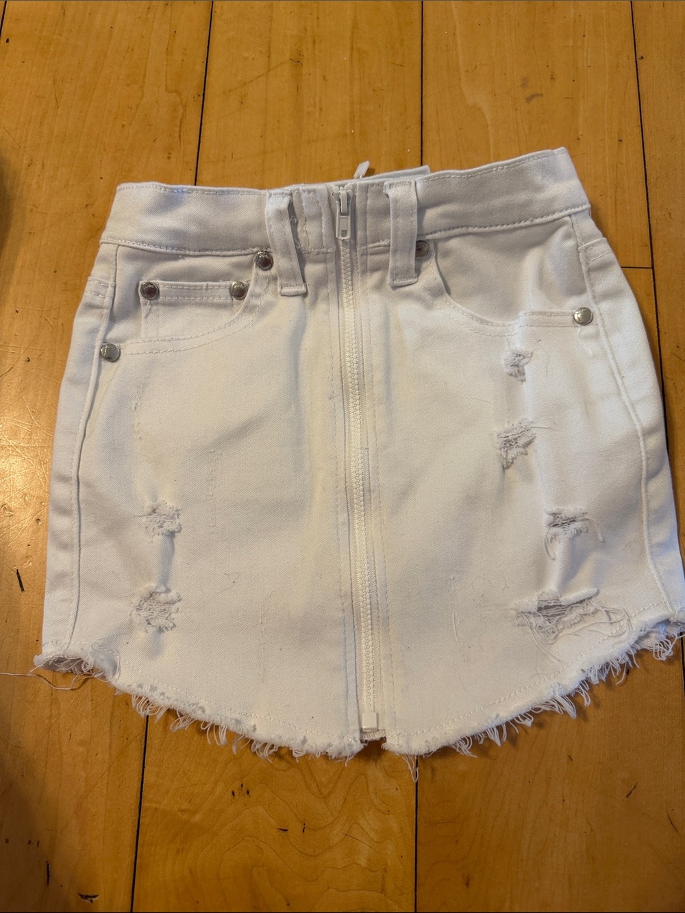 Girl’s’ white distressed denim mini skirt by Pinc Premium Brand New